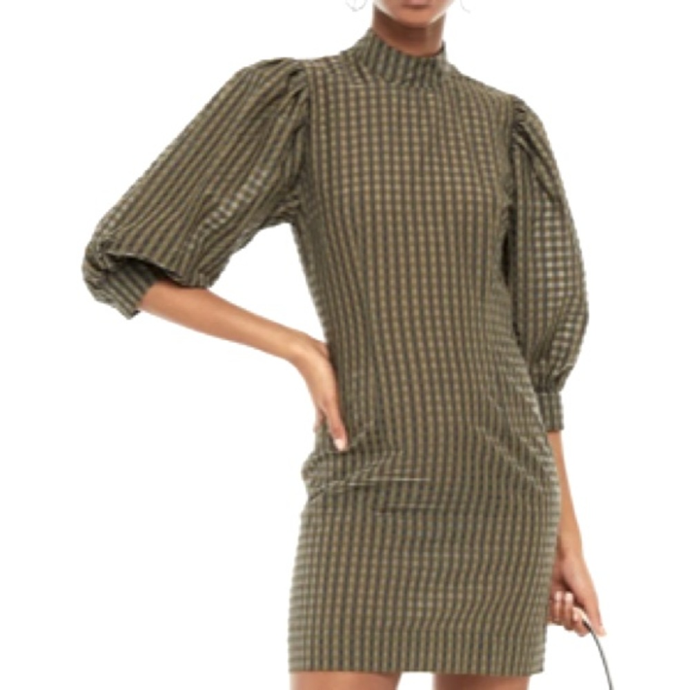 Ganni green checkered dress. Fits XS/Sz 0 BNWT